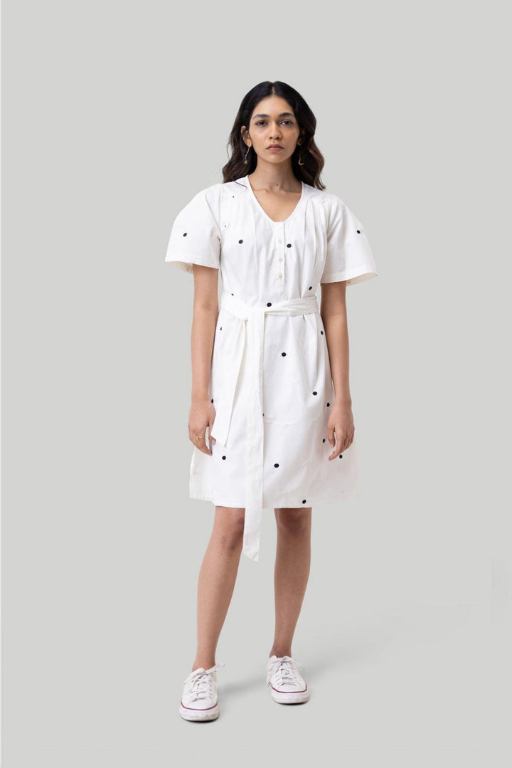 Pleated Tent Dress - Shell Off-White - Dresses