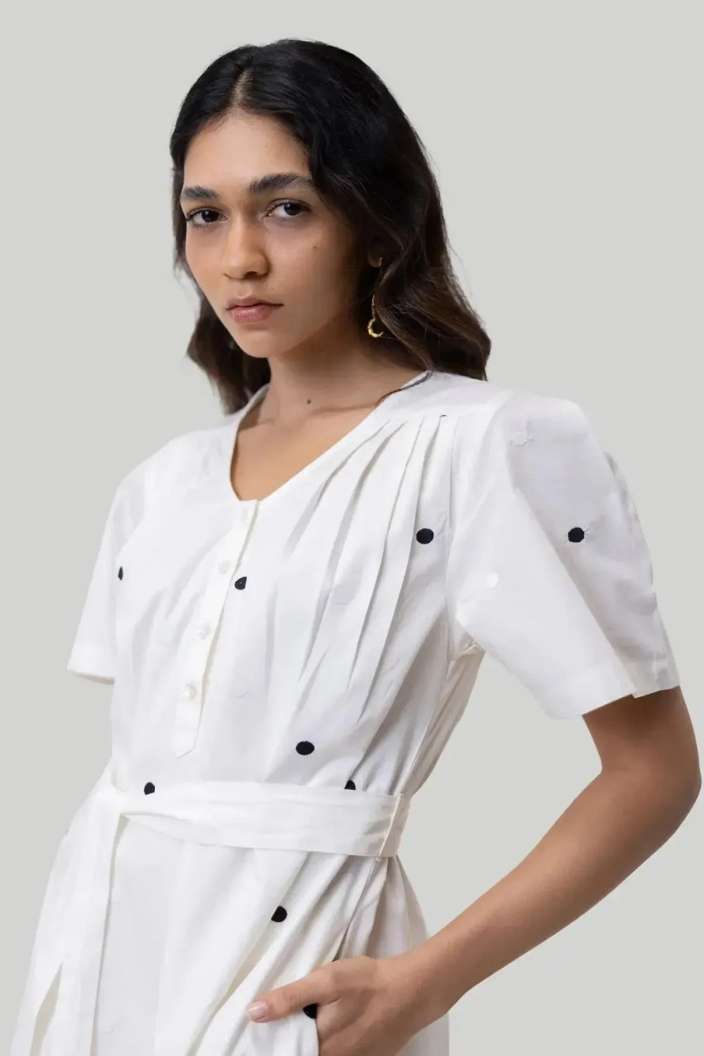 Pleated Tent Dress - Shell Off-White - Dresses