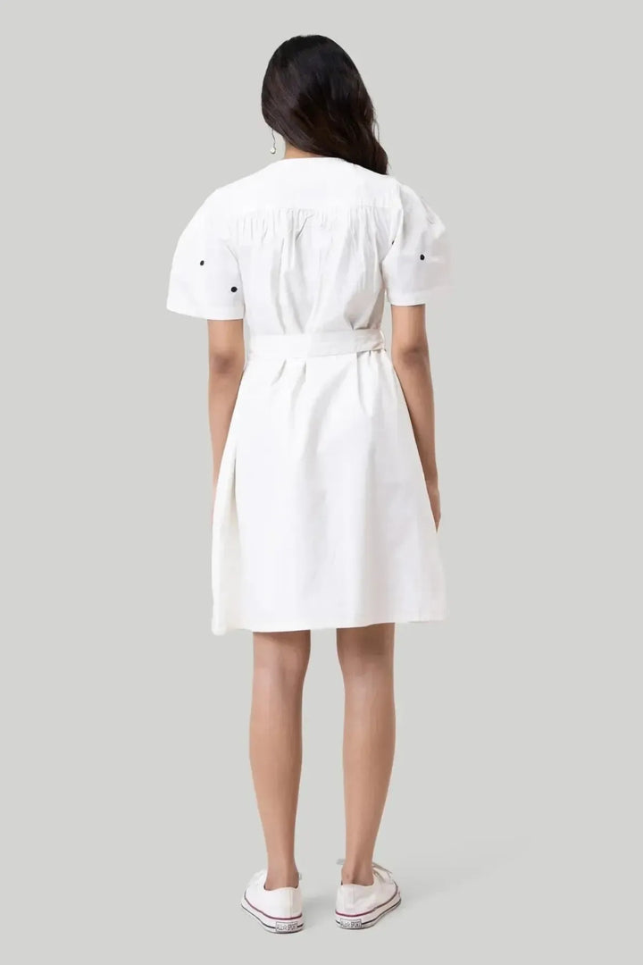 Pleated Tent Dress - Shell Off-White - Dresses