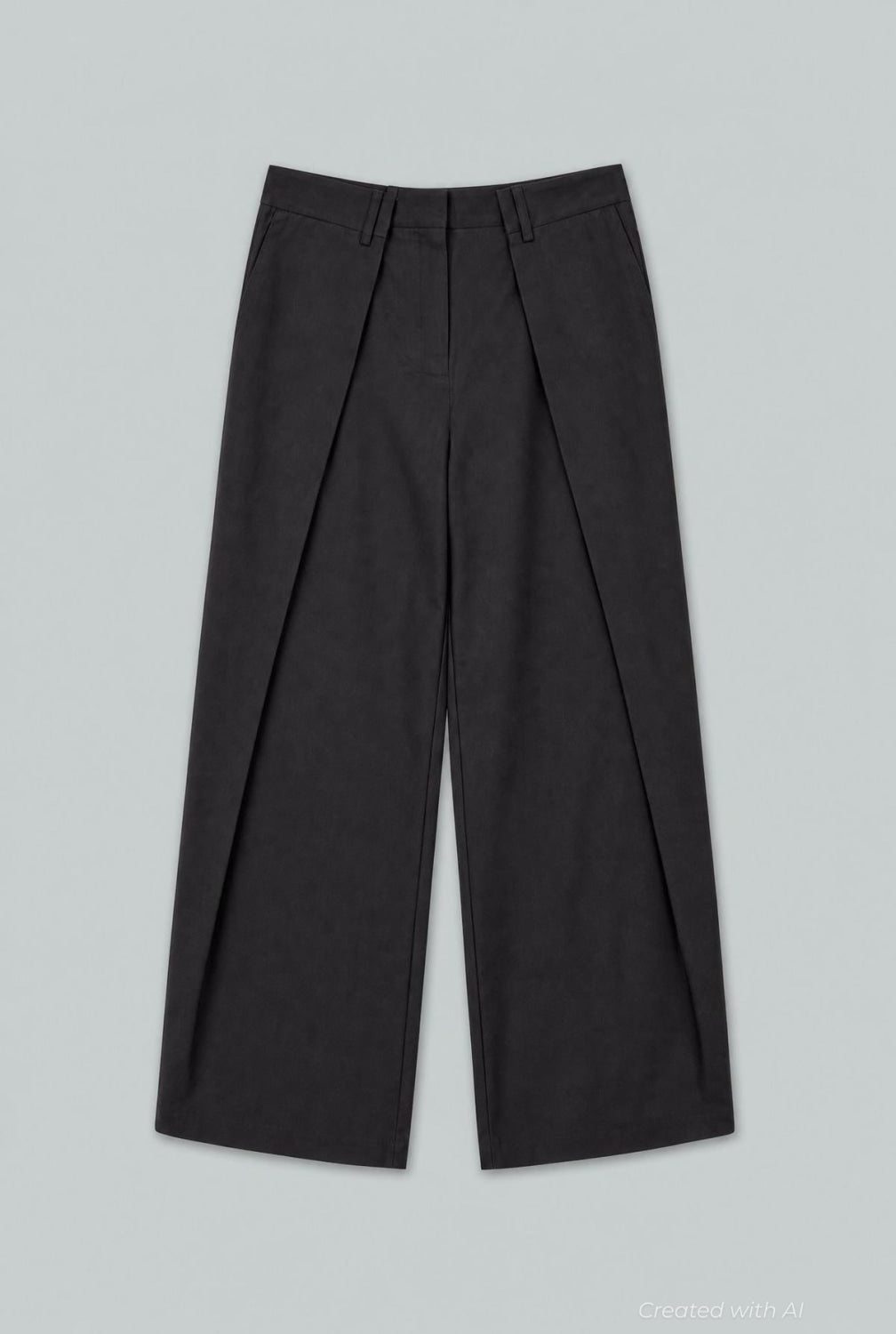 Pleated Wide Trousers - Black - Trouser