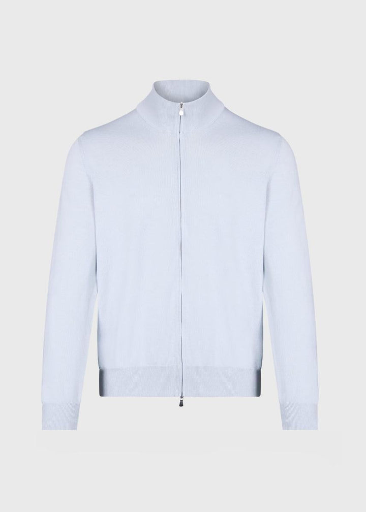 Cotton Double Zip Cardigan - Silver - Cardigan