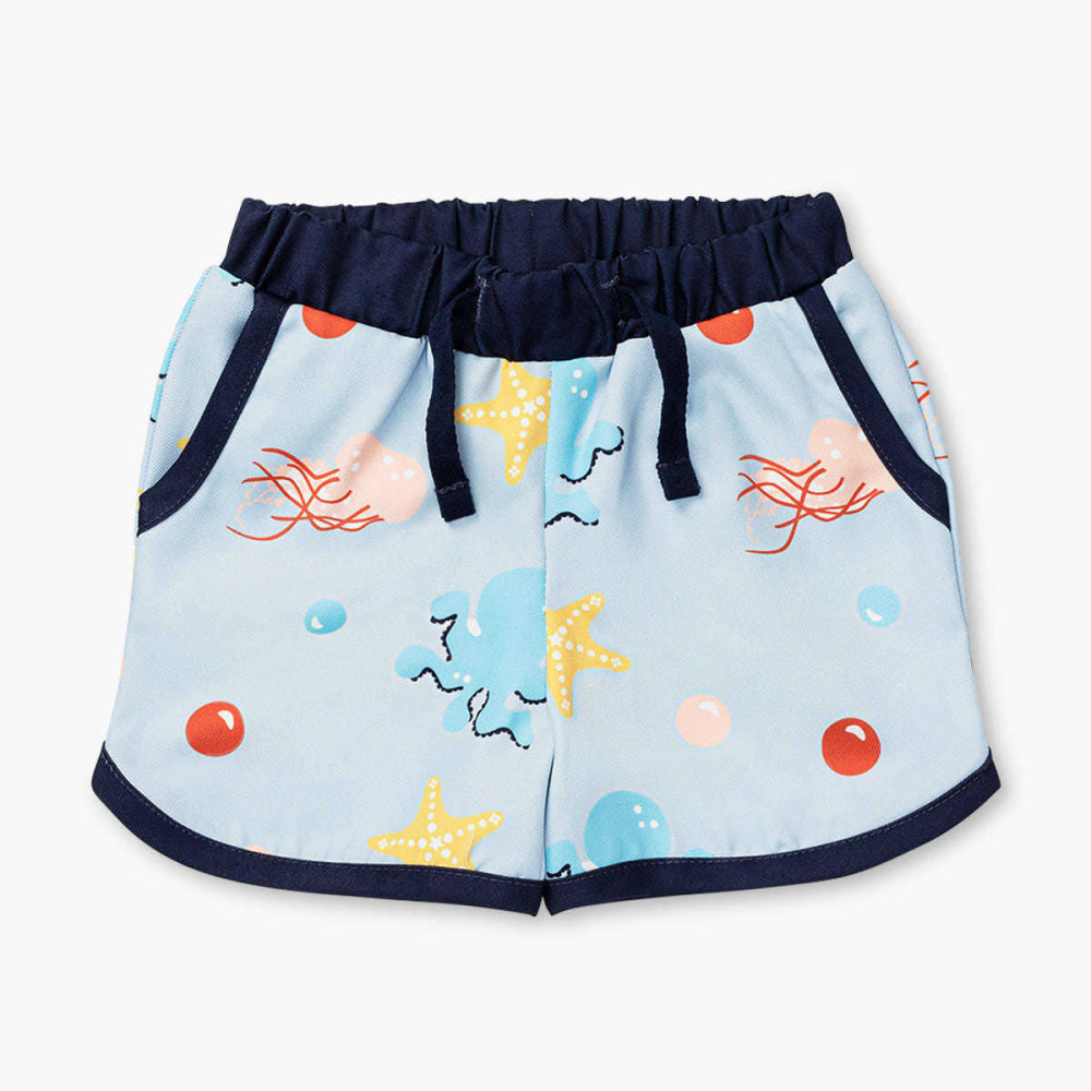 Pocket Swim Trunks - Under the Sea on Light Blue - Swim Trunk
