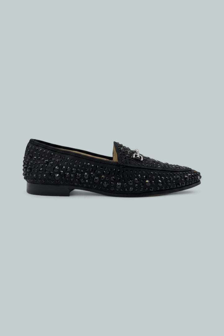Loraine Bling Loafer Flats - Black
