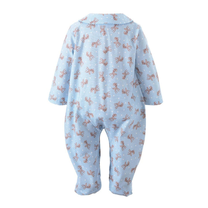 Polka Dot Fawn One Piece Footie - Blue - Footies