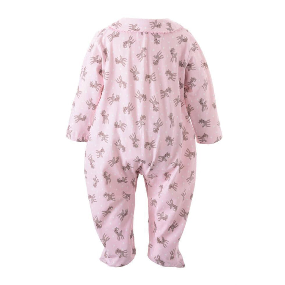 Polka Dot Fawn One Piece Footie - Pink - 1m - footies - baby