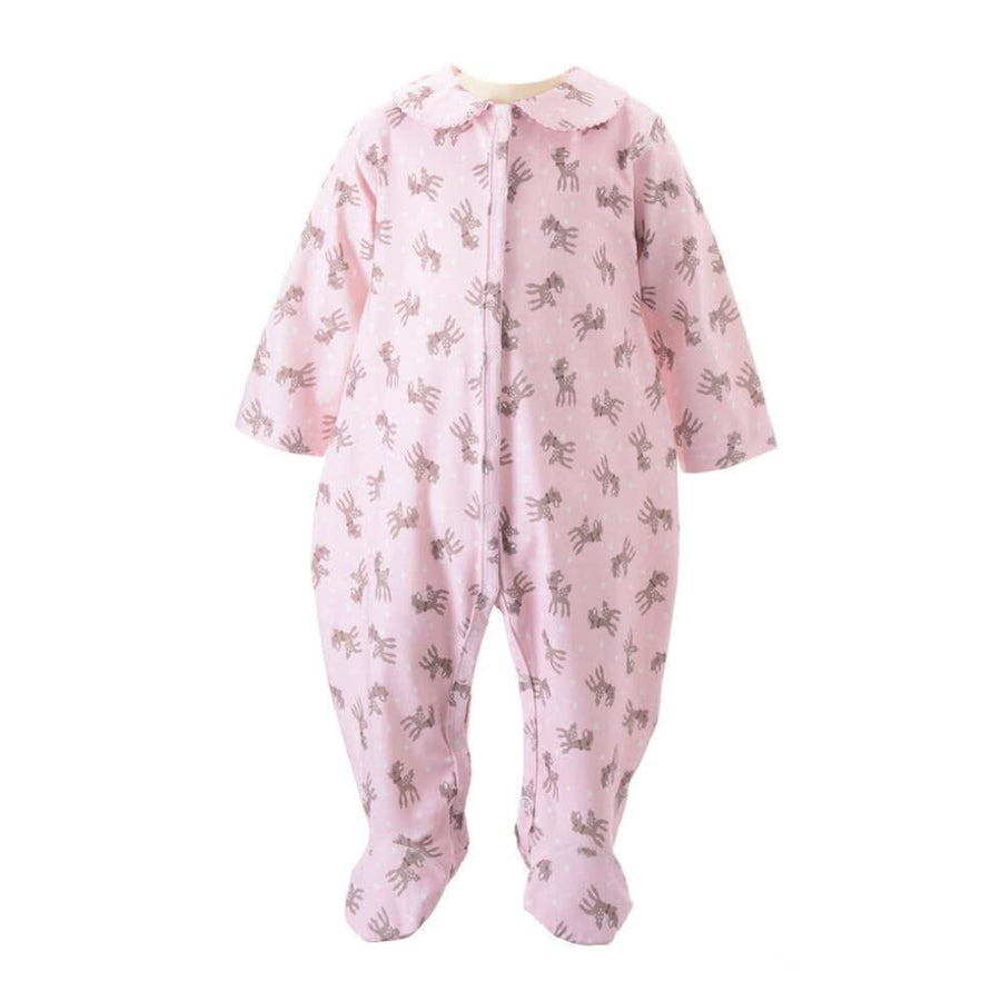 Polka Dot Fawn One Piece Footie - Pink - 1m - footies - baby
