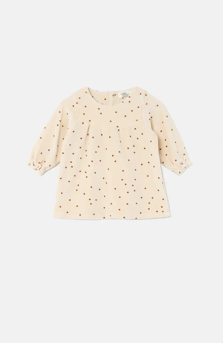 Polka Dot Velour Baby Dress - Stone - 6M - Dresses