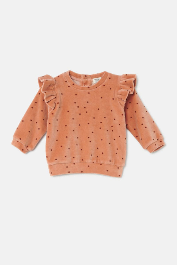Polka Dot Velour Baby Sweatshirt - Pink - 6M - Sweatshirt