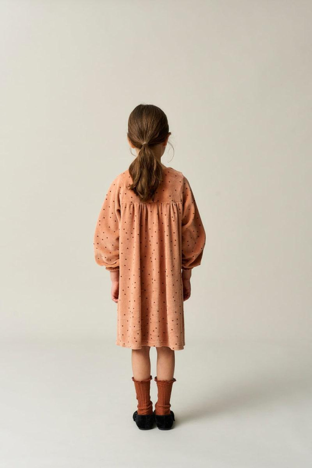 Polka Dot Velour Dress - Pink - Dresses