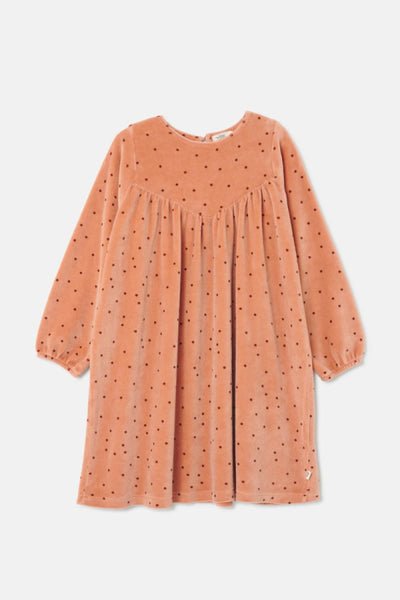 Polka Dot Velour Dress - Pink - Dresses