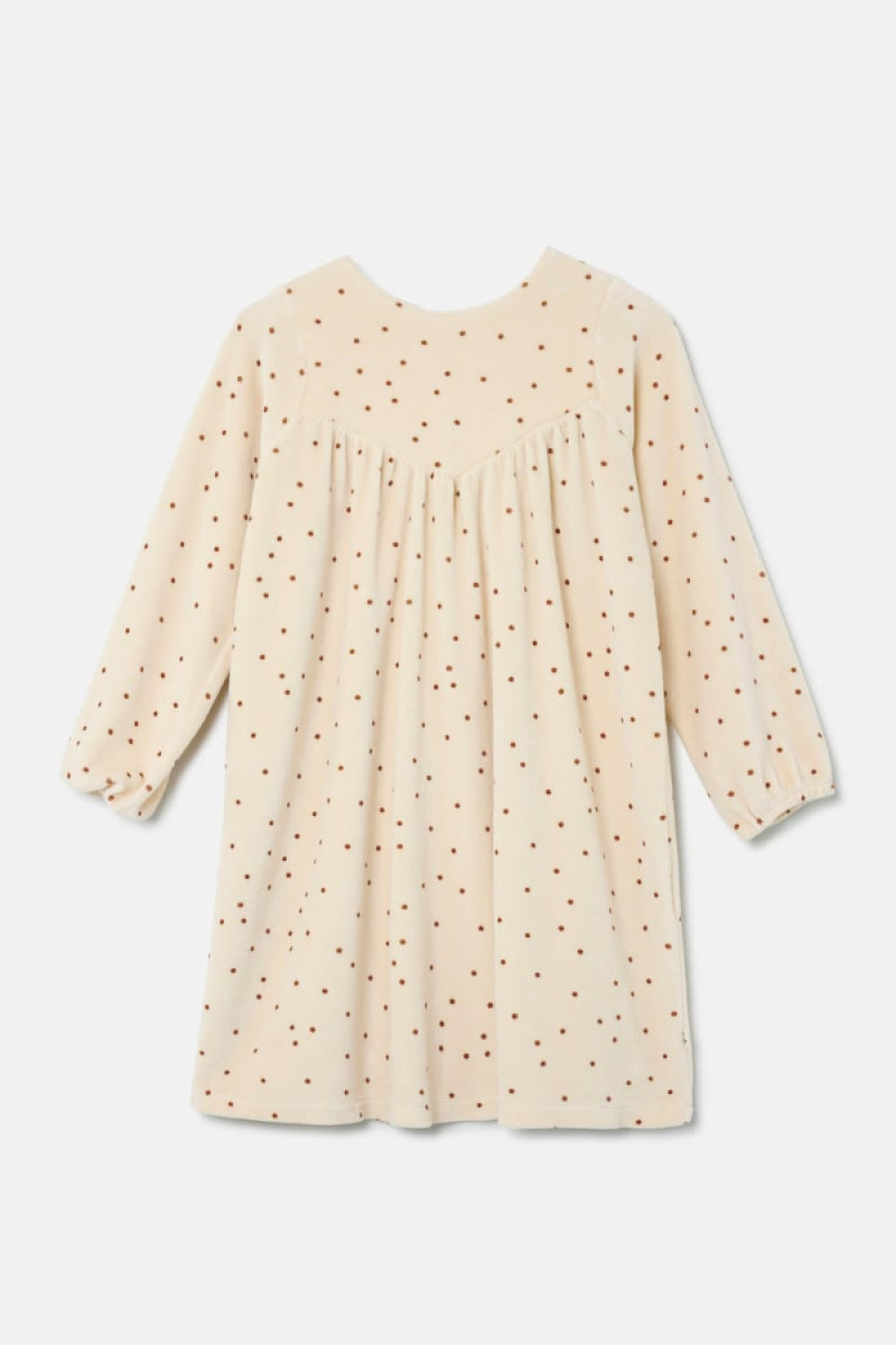 Polka Dot Velour Dress - Stone - Dresses