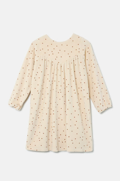 Polka Dot Velour Dress - Stone - Dresses