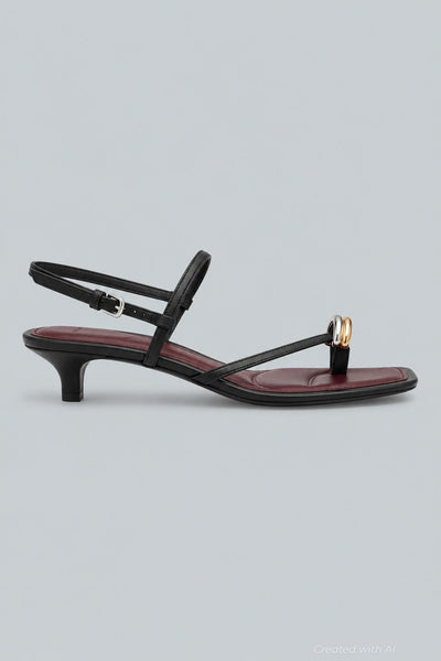 Polli Kitten Heel Sandals - Black - 7.5 - Loafers