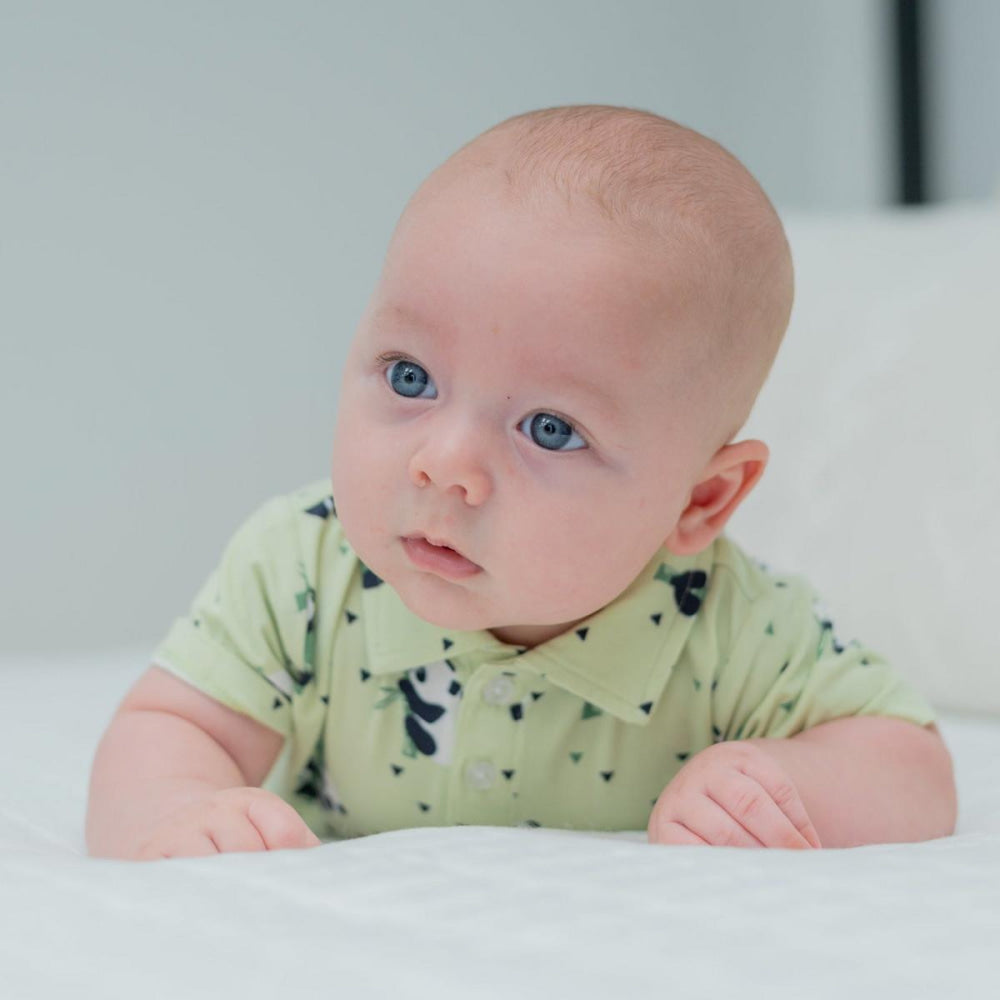 Polo Romper - Panda Mint - Romper