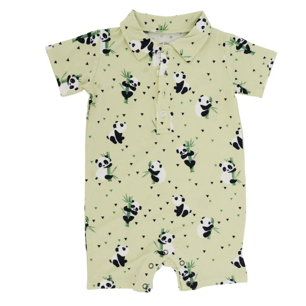 Polo Romper - Panda Mint - Romper