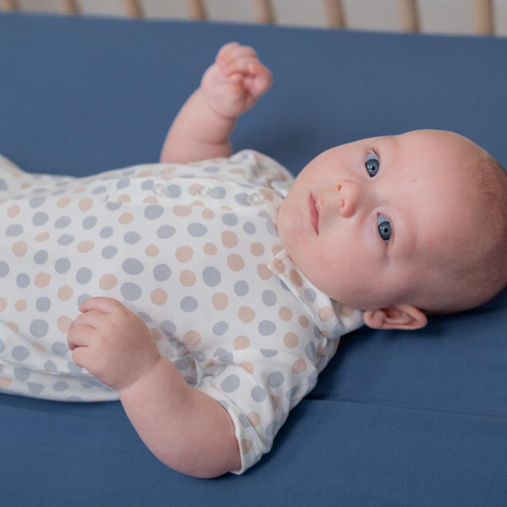 Polo Romper - Polka Dot Grey - 3-6 Months - Romper