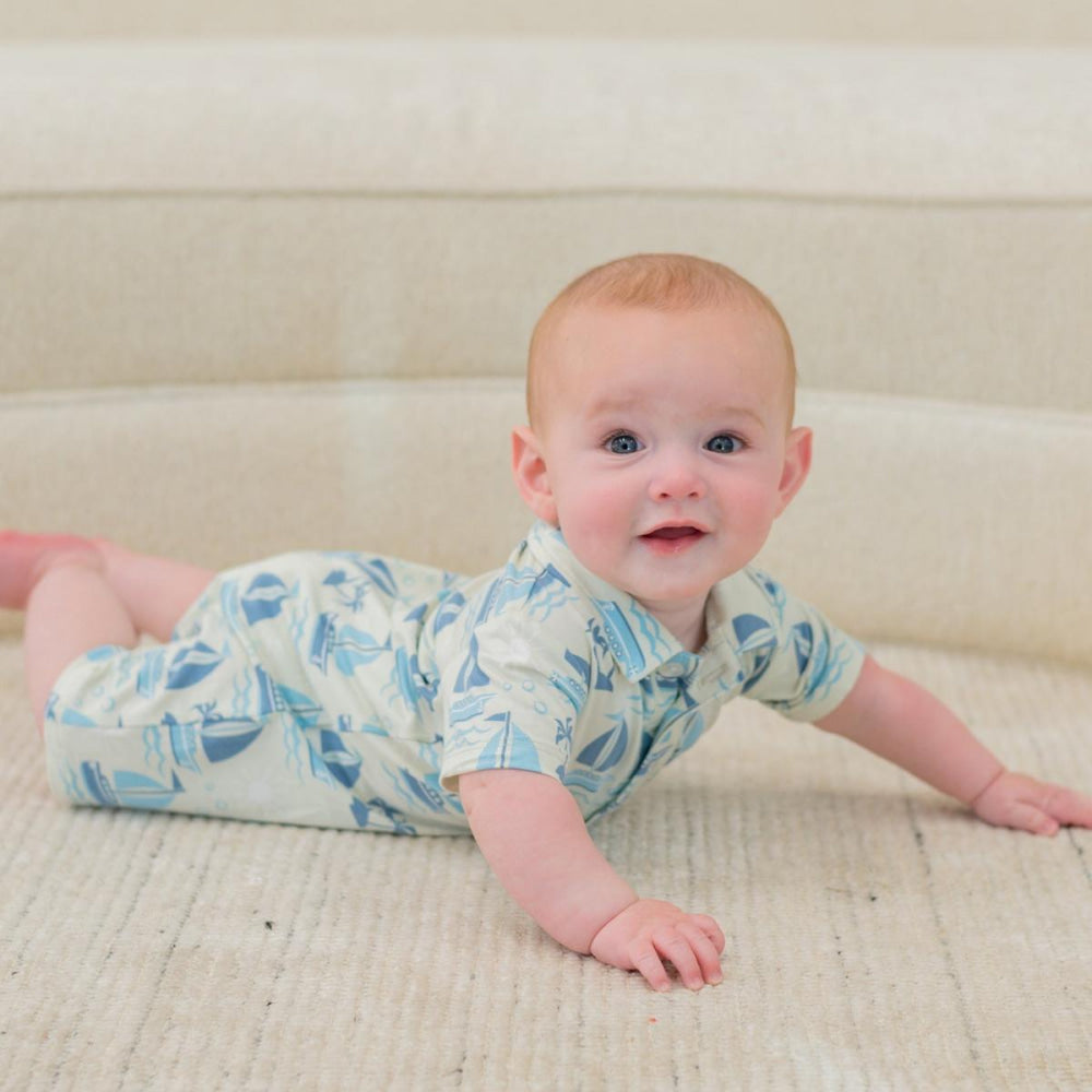 Polo Romper - Sailboats - Romper