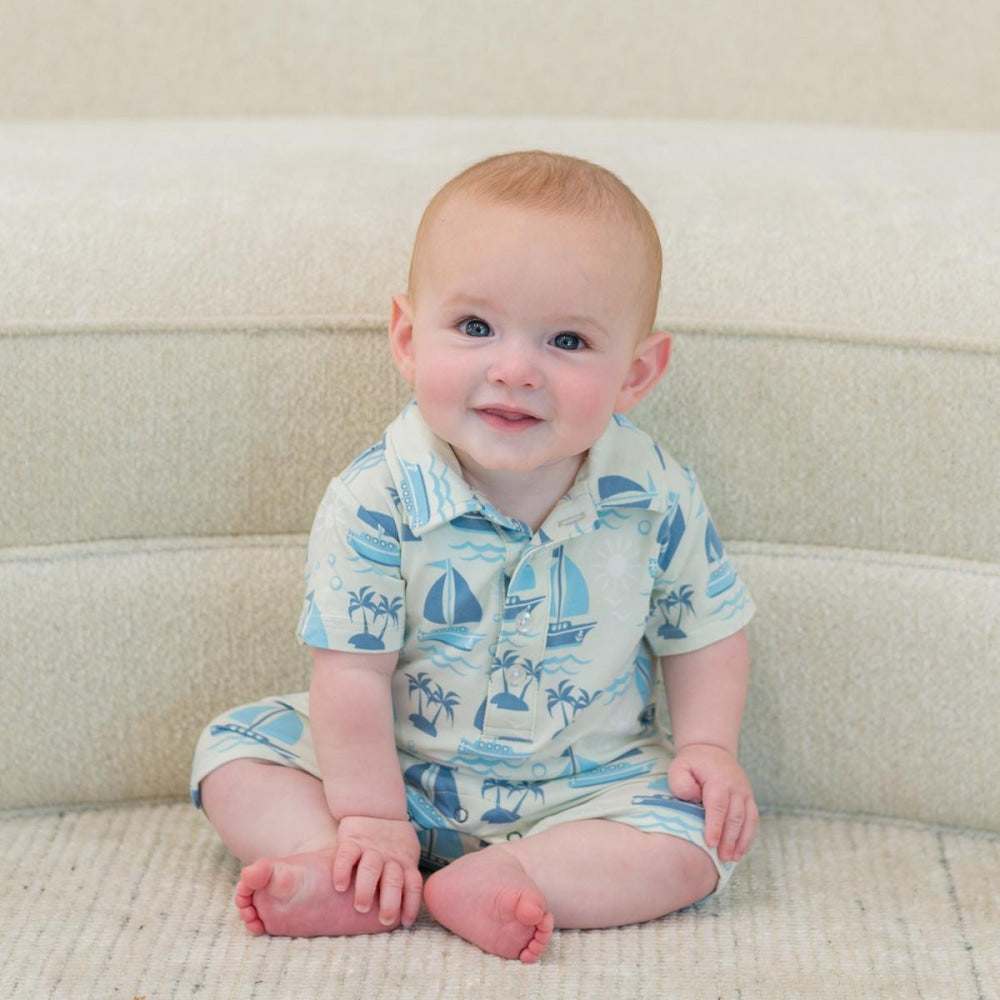 Polo Romper - Sailboats - Romper