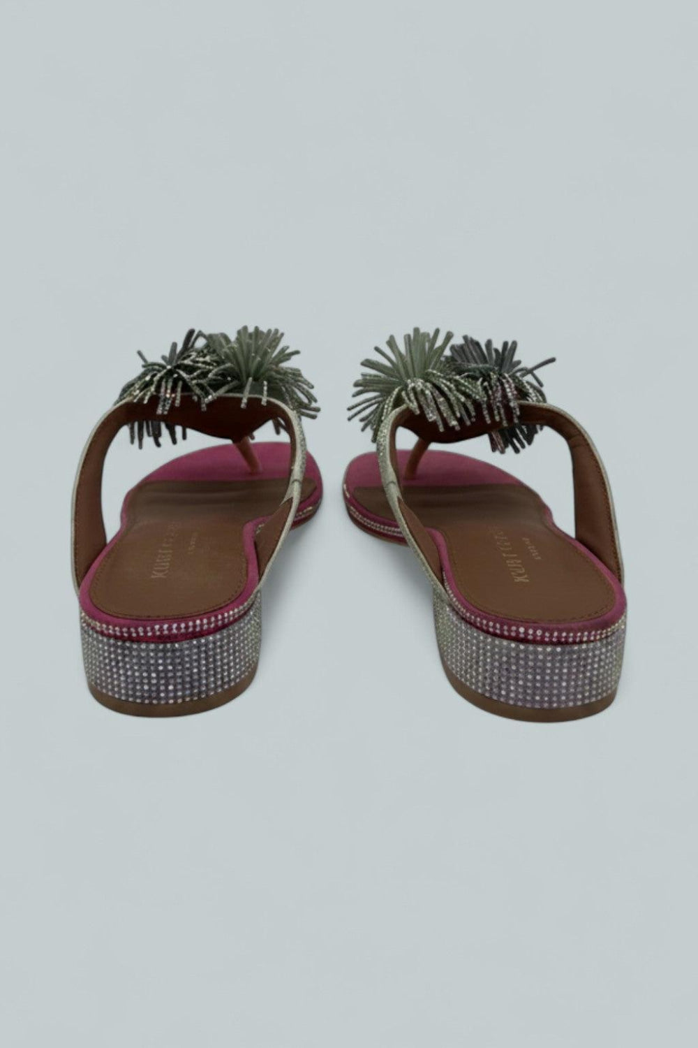 Pom Pom T-Bar Flat Sandals - Multi/Other - 6.5 - Sandals