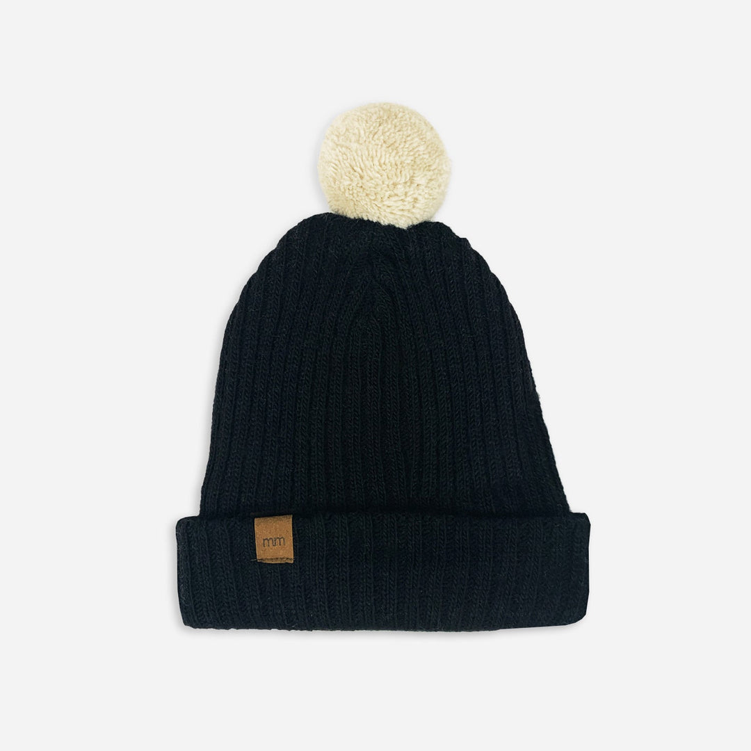 Pom Pom Toque - Black & Cream