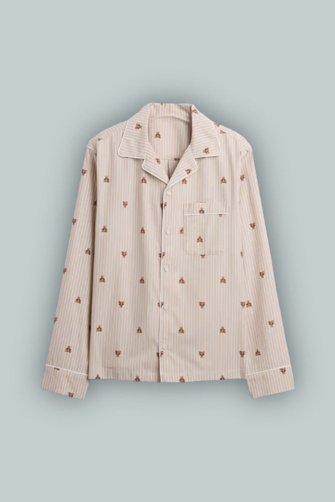 Poplin PJ Shirt - Brannan Bear Brown - Large - Pajamas