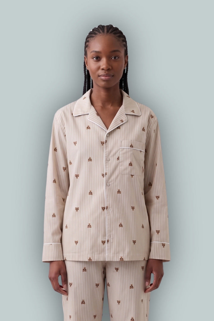 Poplin PJ Shirt - Brannan Bear Brown - Large - Pajamas