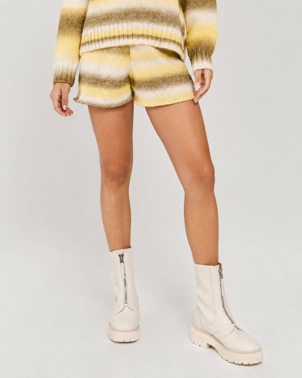 Poppy Ombre Sweater Shorts - Yellow - Shorts