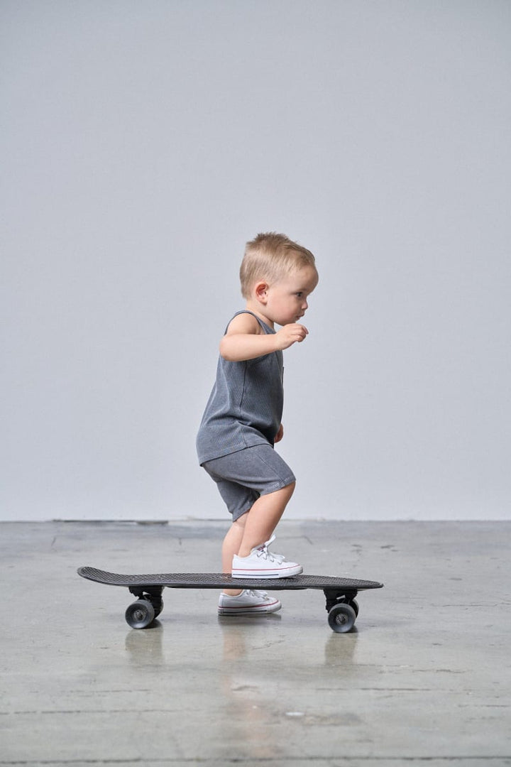 Acid Wash Ribbed Short - Black