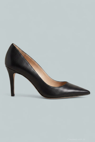 Power 85 Pumps - Black Smooth Leather - Stiletto