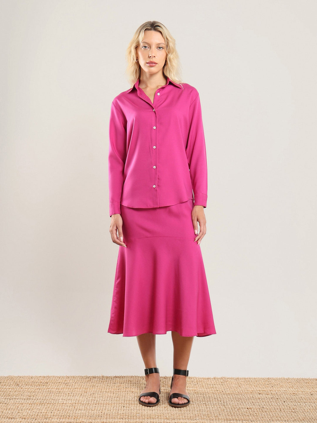 Tencel Button Up - Bougainvillea