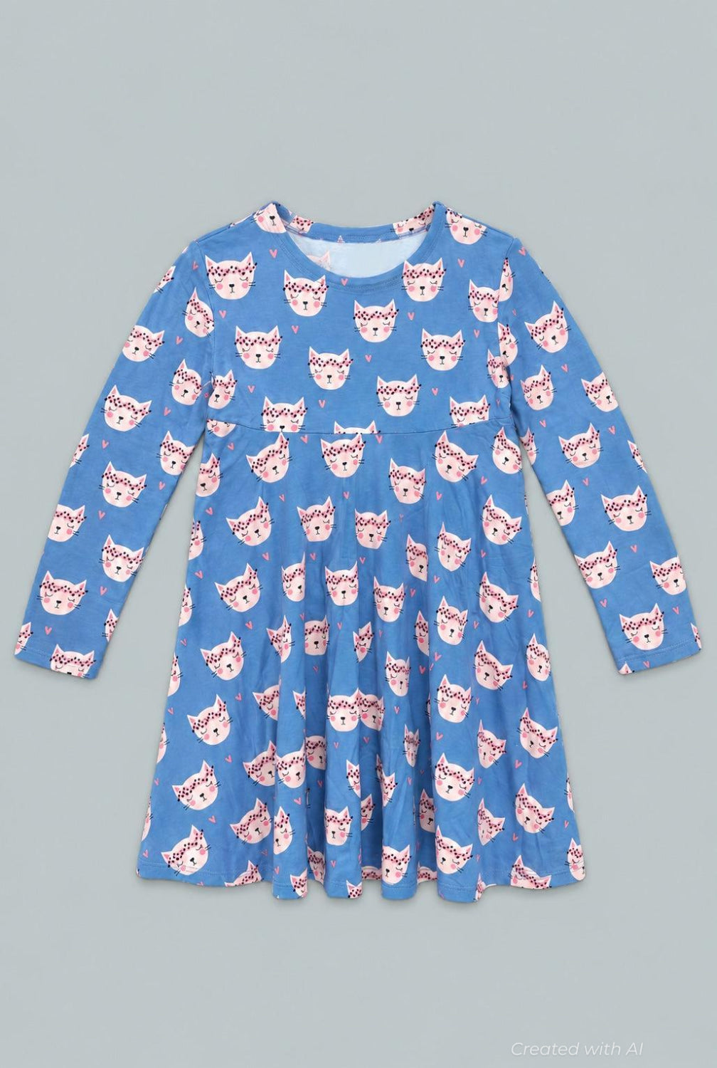 Pretty Pink Cat Swirly Girl Dress - Rachael - Dresses
