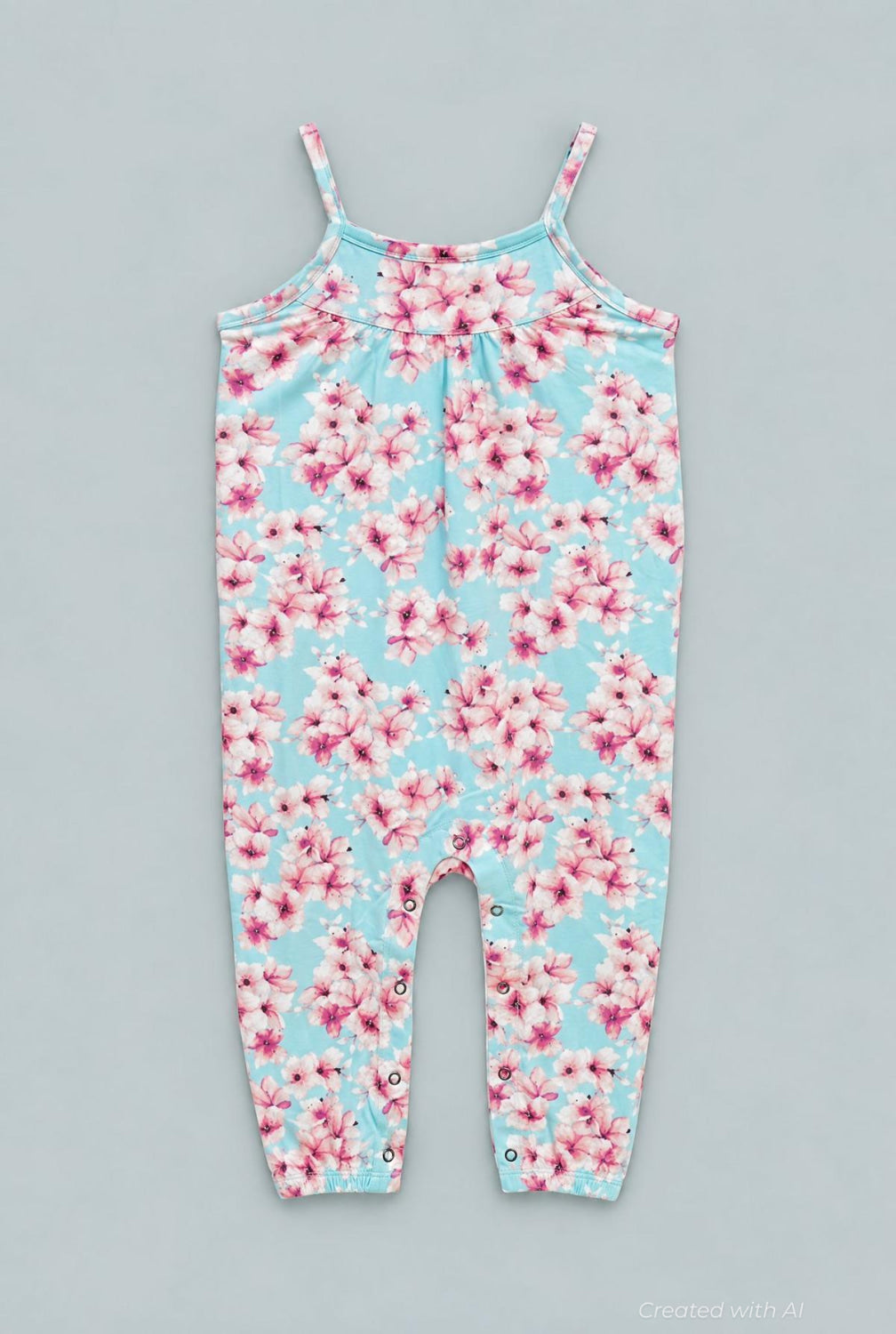 Pretty Pink Floral Tank Pant Romper - Cherry Blossoms - Romper