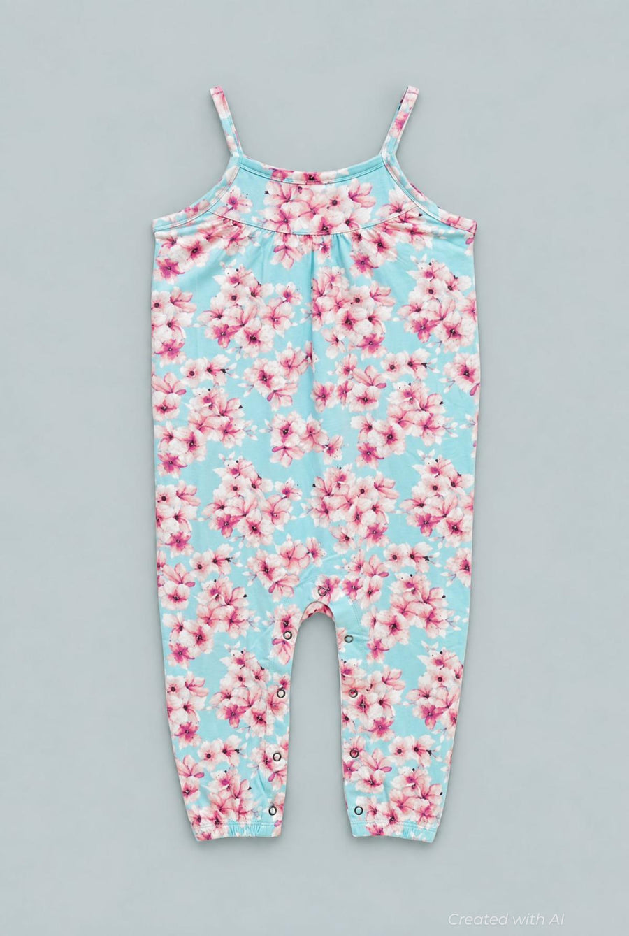 Pretty Pink Floral Tank Pant Romper - Cherry Blossoms - Romper