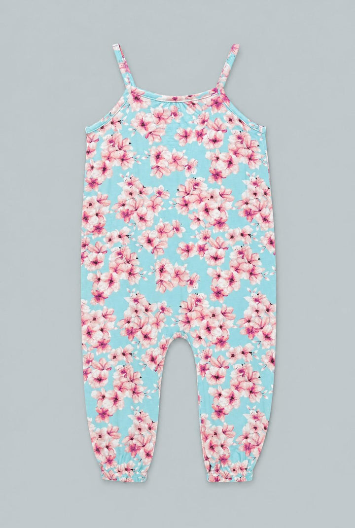 Pretty Pink Floral Tank Pant Romper - Cherry Blossoms - Romper