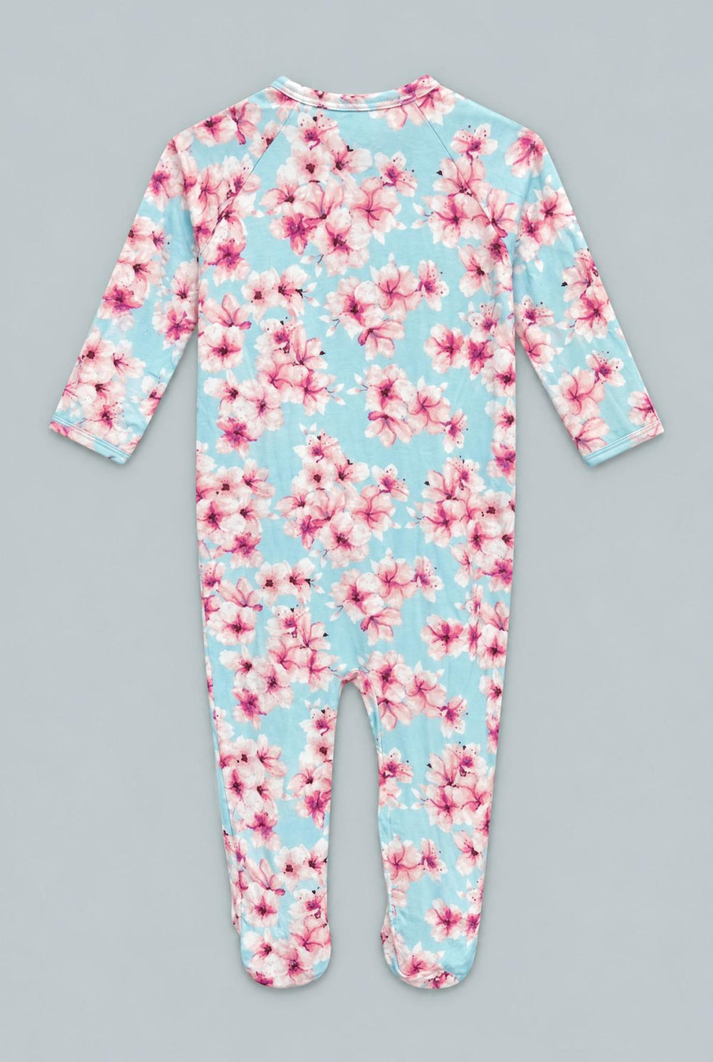 Pretty Pink Floral Zipper Footie - Cherry Blossoms - Onesie
