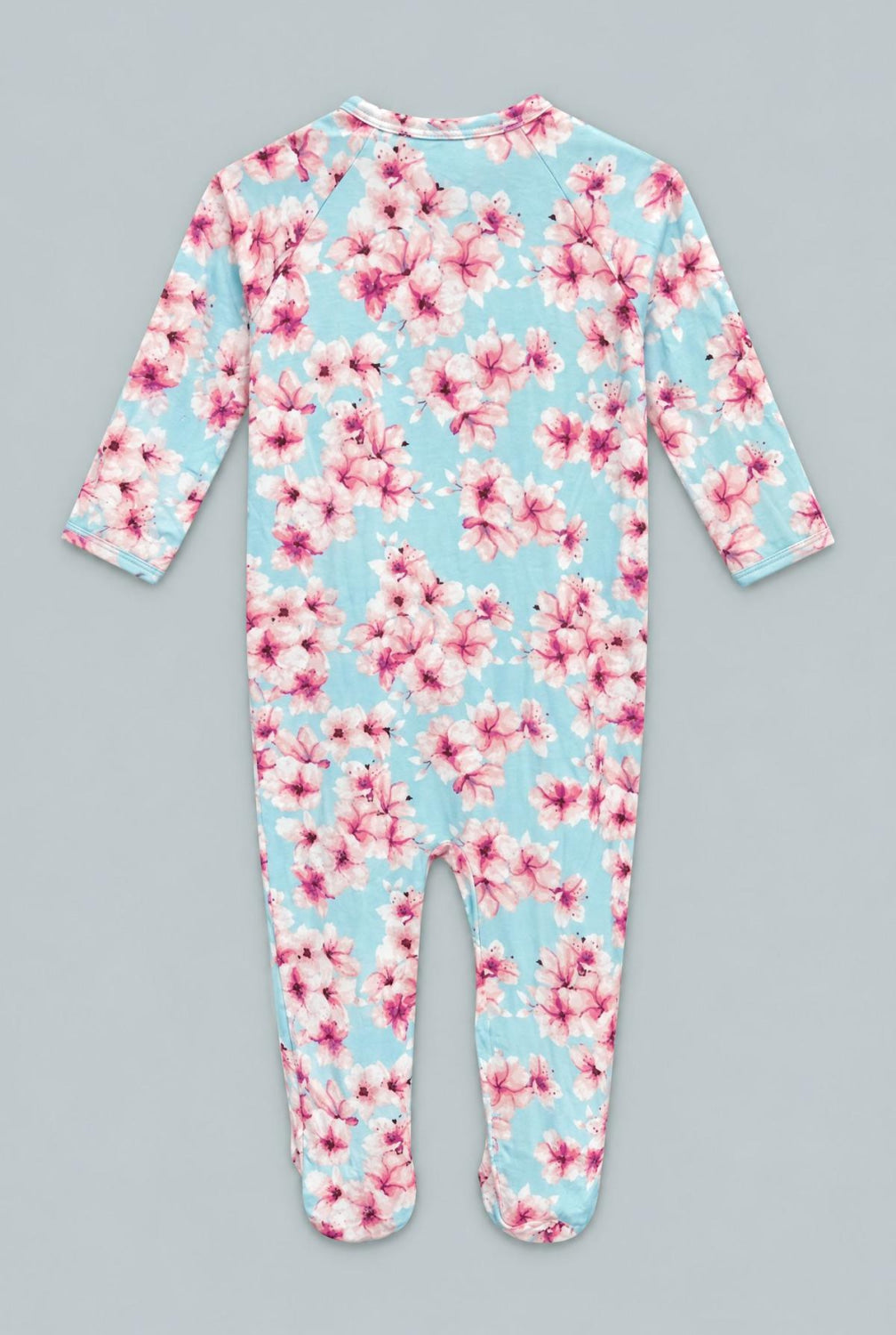 Pretty Pink Floral Zipper Footie - Cherry Blossoms - Onesie