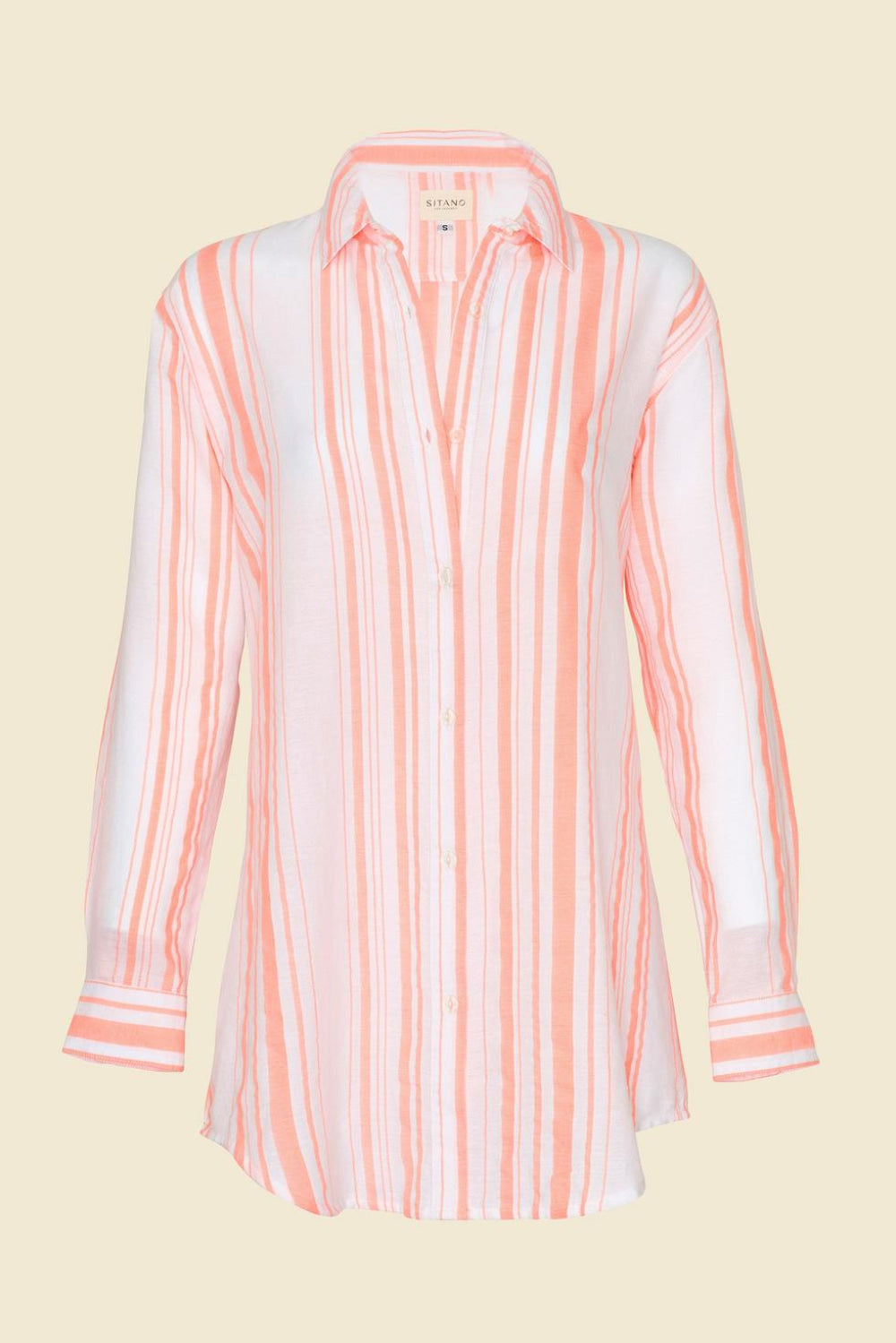 Primavera Shirt Dress - Neon Orange Stripes - Cover-up