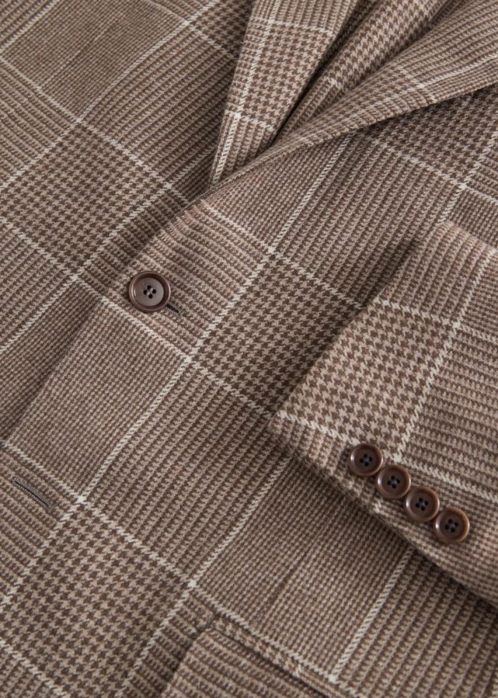 Prince of Wales Check Cashmere Jacket - Taupe - Blazer