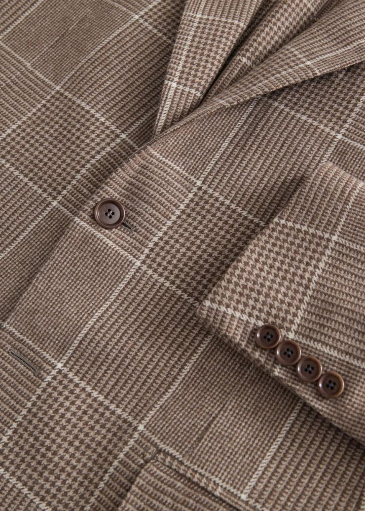Prince of Wales Check Cashmere Jacket - Taupe - Blazer