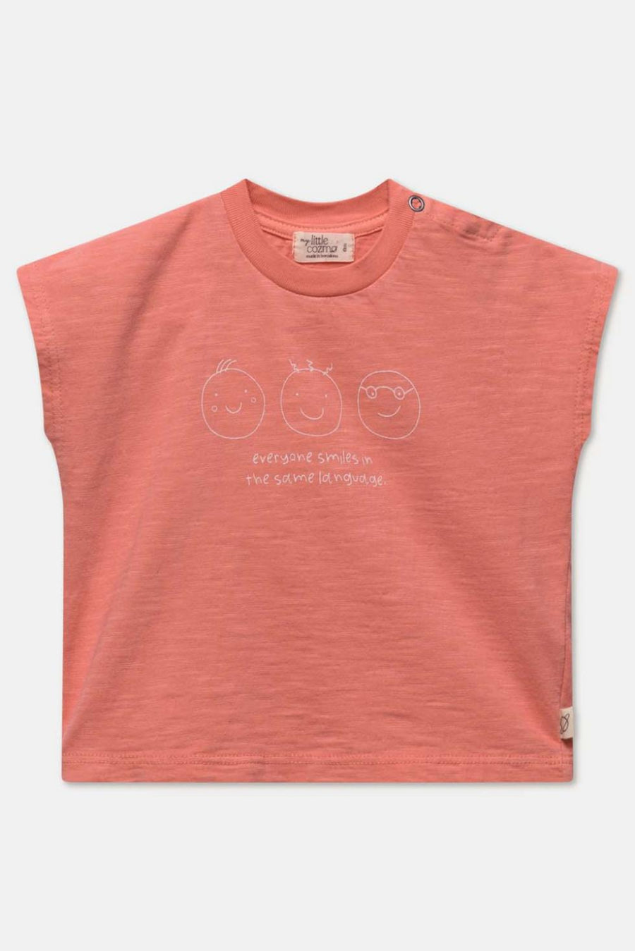 Print slub baby t-shirt smiles - Coral - 6M - T-shirt