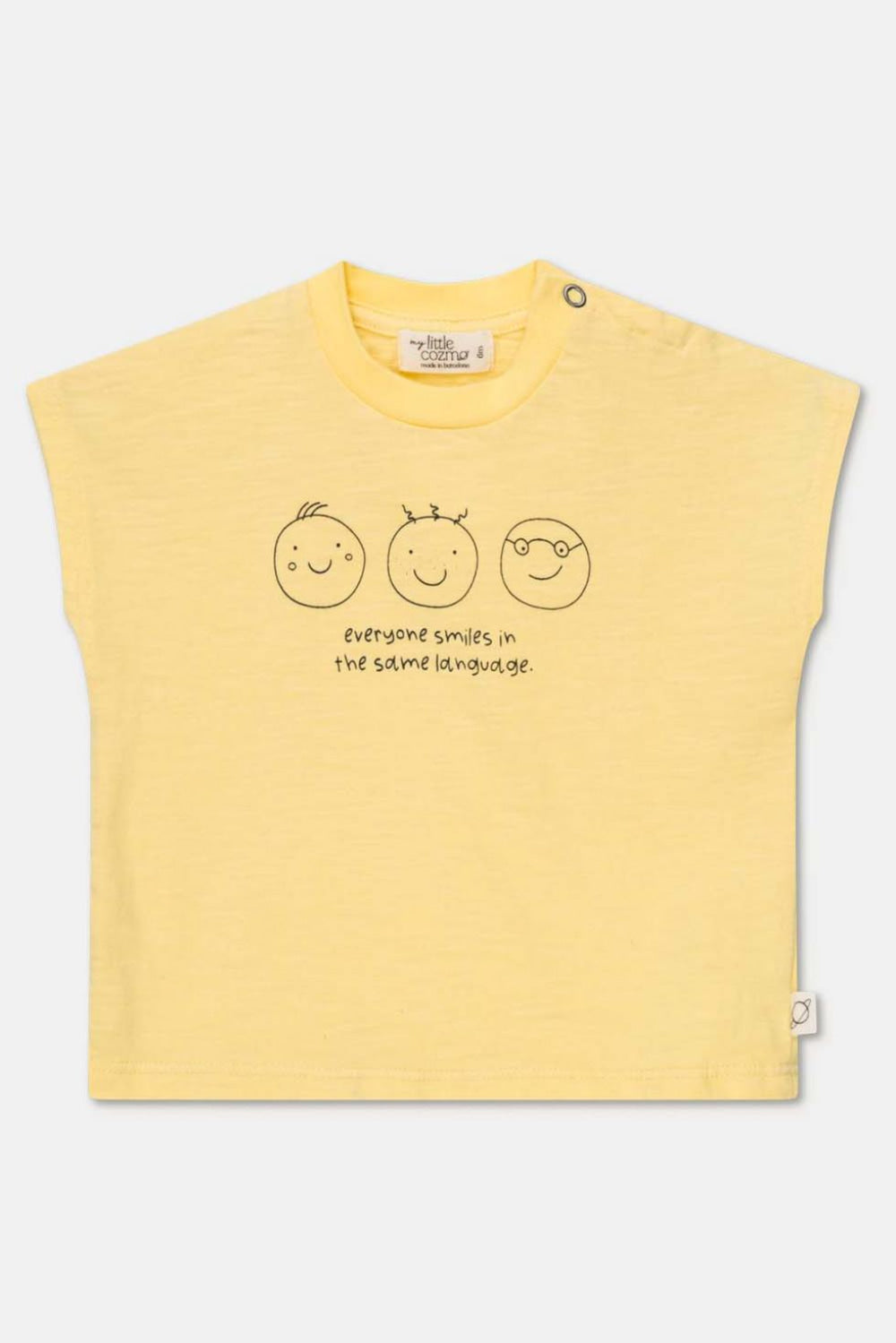 Print slub baby t-shirt smiles - Yellow - t-shirt - baby