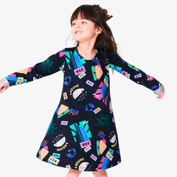 Printed black dress ’home world’ - Dresses