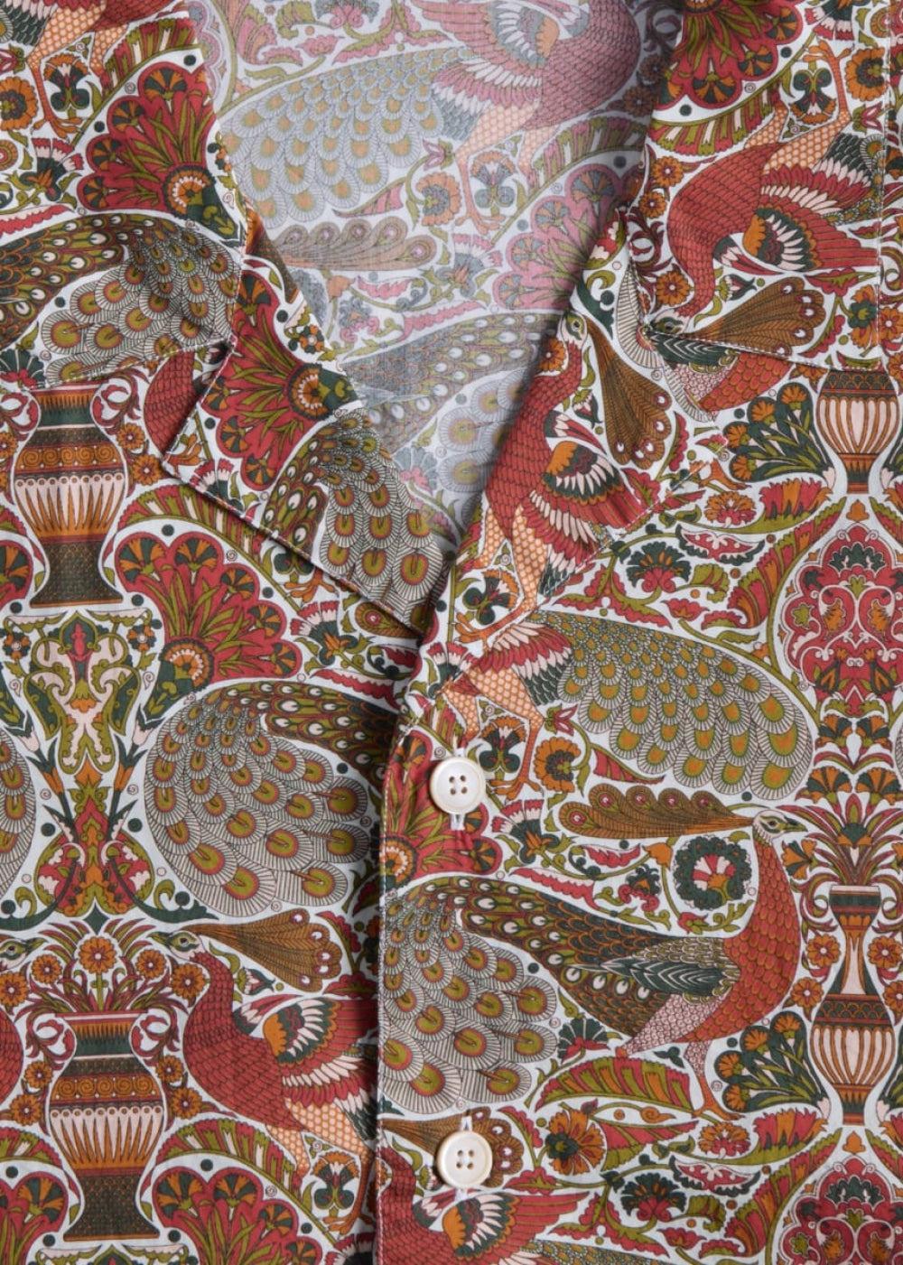 Printed Cotton Camp Collar Shirt - Bronze - Collared Shirt
