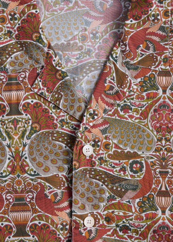 Printed Cotton Camp Collar Shirt - Bronze - Collared Shirt