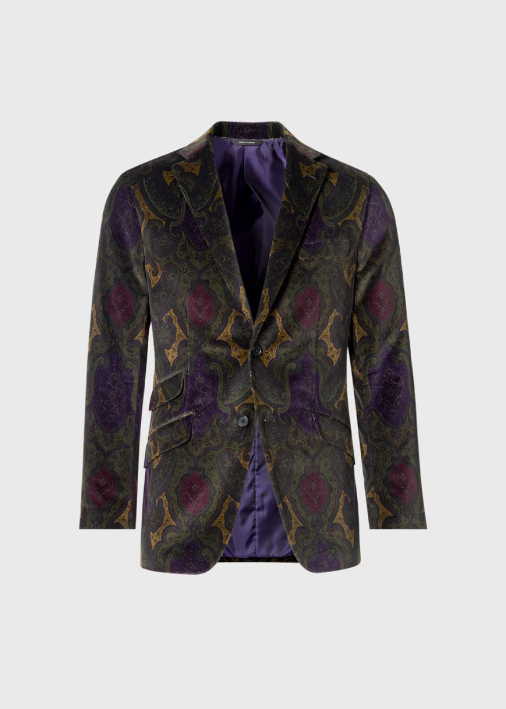 Printed Cotton Paisley Jacket - Olive/Multi - Blazer