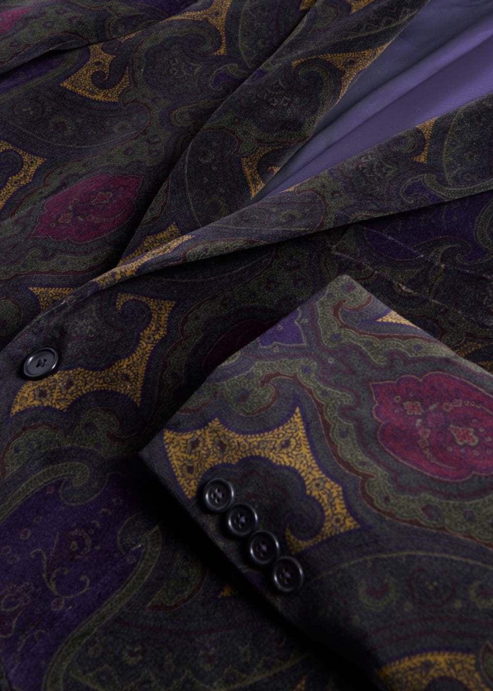 Printed Cotton Paisley Jacket - Olive/Multi - Blazer
