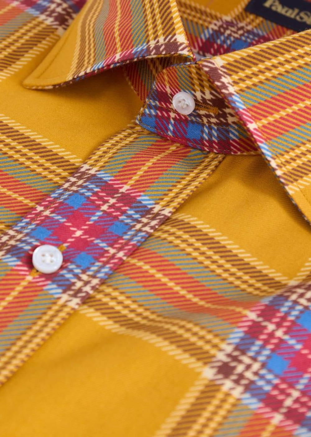 Printed Cotton Pld Sport Shirt - Gold - Button Down Shirt
