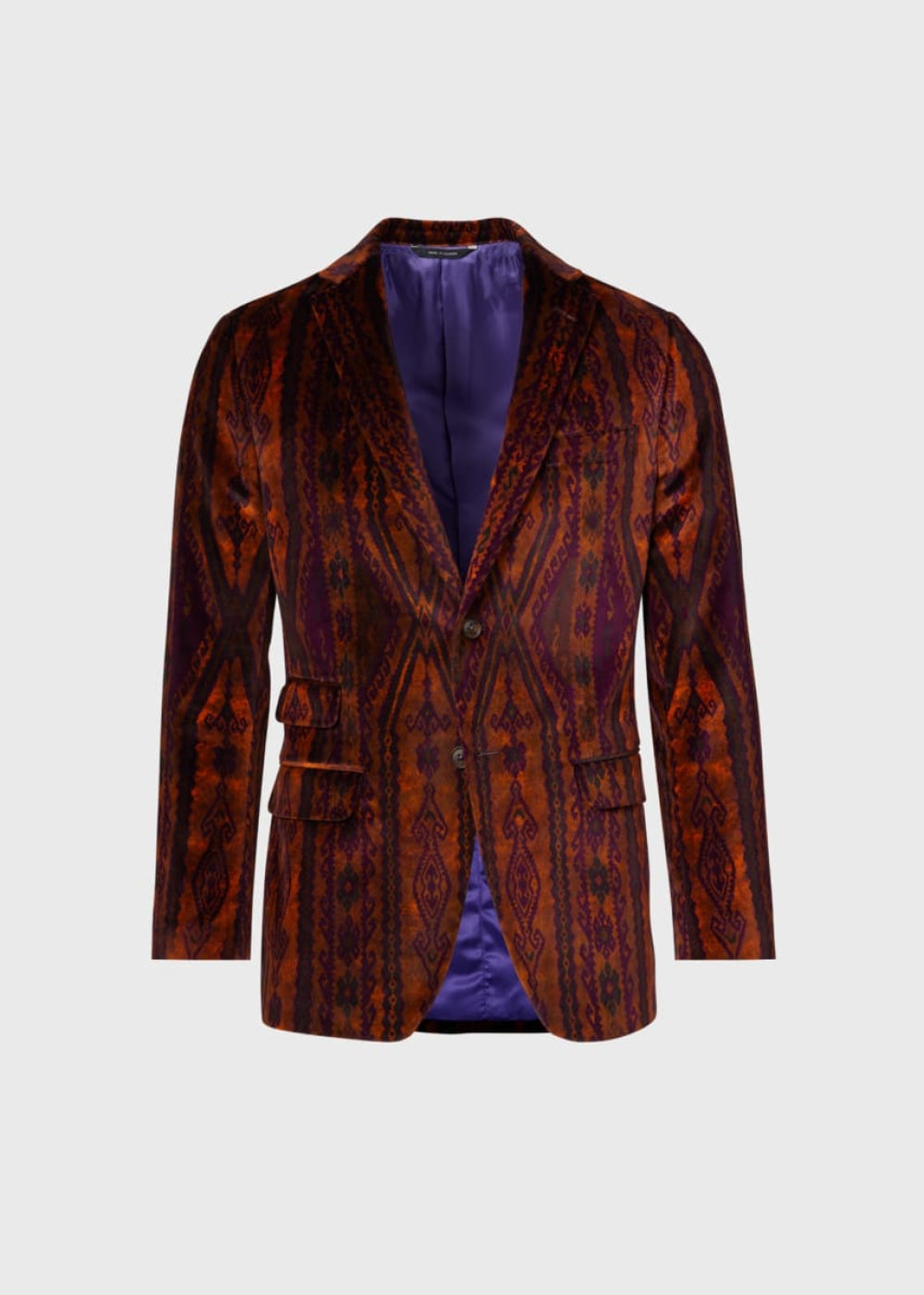 Printed Cotton Velvet Jacket - Rust - Blazer