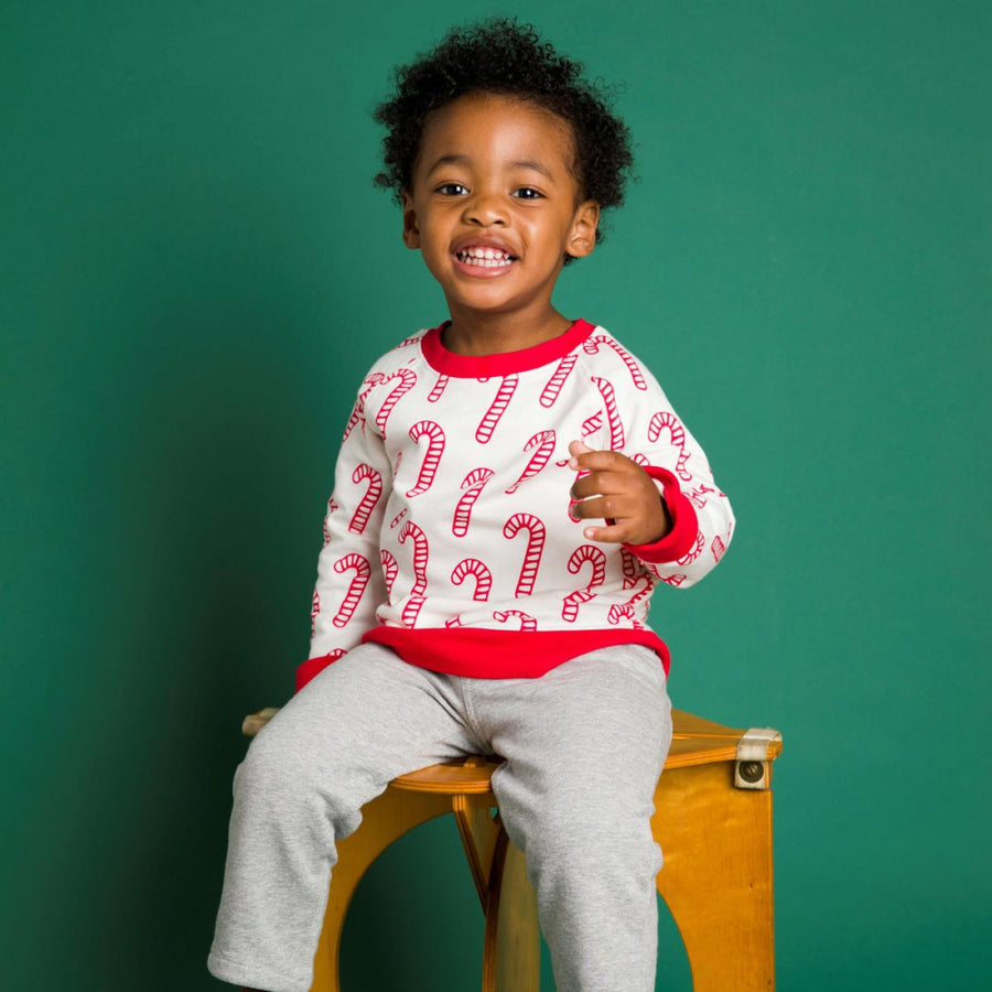 Printed Crewneck Sweatshirt - Candy Cane - 3-6m - Crewneck Sweatshirt