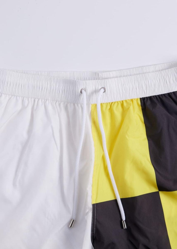 Printed Flag Swim Shorts - Black/Yellow - Swim Trunk